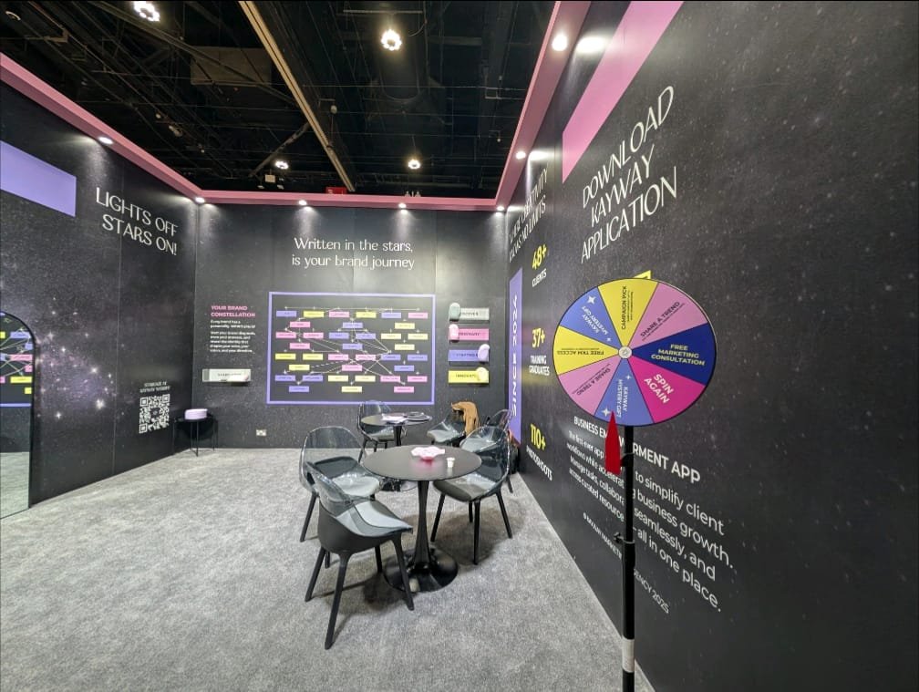 KAYWAY booth 'Written in the stars' brand journey display at BRIDGE Summit